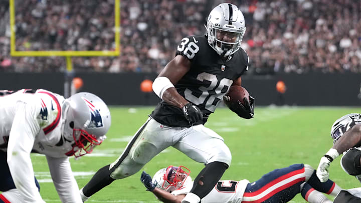 Brittain Brown carries for the Raiders in 2022 preseason play. Brittain Brown carries for the Raiders in 2022 preseason play.