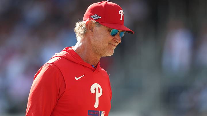 Sep 30, 2026; Cumberland, Georgia, USA; Philadelphia Phillies interim manager Don Mattingly (8) returns to the dugout after a visit to the mound in the seventh inning during game two of the Wildcard round for the 2026 MLB Playoffs at Truist Park. Mandatory Credit: Brett Davis-Imagn Images Sep 30, 2026; Cumberland, Georgia, USA; Philadelphia Phillies interim manager Don Mattingly (8) returns to the dugout after a visit to the mound in the seventh inning during game two of the Wildcard round for the 2026 MLB Playoffs at Truist Park. Mandatory Credit: Brett Davis-Imagn Images