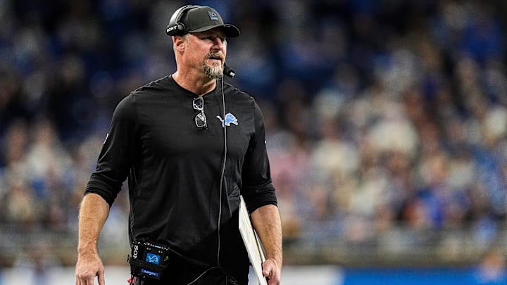 Detroit Lions head coach Dan Campbell reacts to a play against Pittsburgh Steelers during the second half at Ford Field in Detroit on Sunday, Dec. 21, 2025.