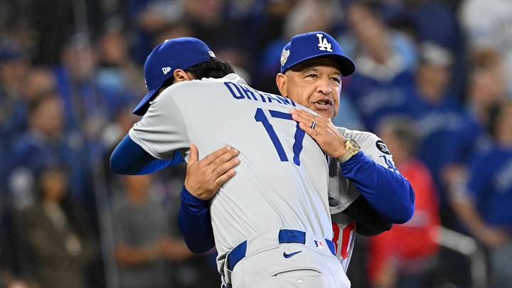 Oct 24, 2025; Toronto, Ontario, CAN; Los Angeles Dodgers designated hitter Shohei Ohtani (17) greets manager Dave Roberts (30) during player introductions prior to game one of the 2025 MLB World Series against the Toronto Blue Jays at Rogers Centre. Mandatory Credit: Dan Hamilton-Imagn Images Oct 24, 2025; Toronto, Ontario, CAN; Los Angeles Dodgers designated hitter Shohei Ohtani (17) greets manager Dave Roberts (30) during player introductions prior to game one of the 2025 MLB World Series against the Toronto Blue Jays at Rogers Centre. Mandatory Credit: Dan Hamilton-Imagn Images