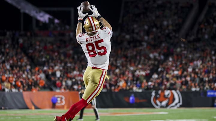 Dec 12, 2021; Cincinnati, Ohio, USA; San Francisco 49ers tight end George Kittle (85) catches a pass