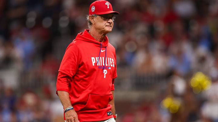 Sep 11, 2026; Atlanta, Georgia, USA; Philadelphia Phillies interim manager Don Mattingly (8) makes a pitching change against the Atlanta Braves in the eleventh inning at Truist Park. Mandatory Credit: Brett Davis-Imagn Images