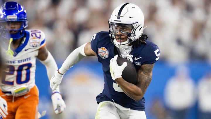 Penn State wide receiver Omari Evans gets upfield against Boise State in the Fiesta Bowl. 