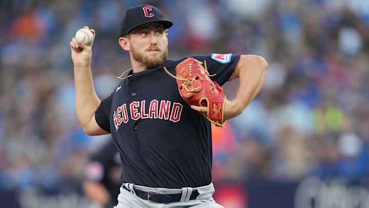 Cleveland Guardians starting pitcher Tanner Bibee (61)