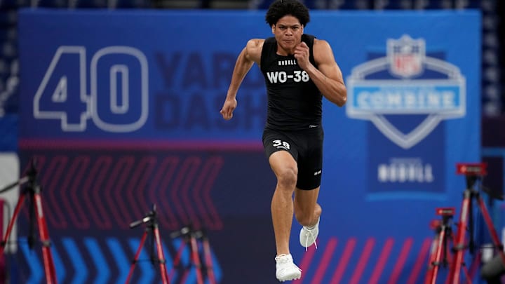 Mar 2, 2024; Indianapolis, IN, USA; Florida State wide receiver Johnny Wilson (WO38) during the 2024