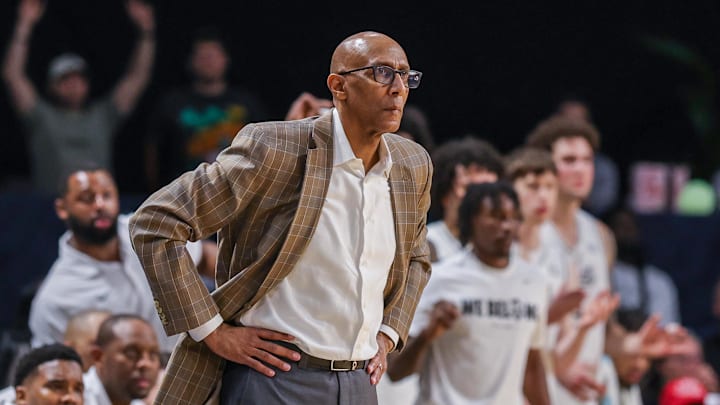 Feb 28, 2026; Orlando, Florida, USA; UCF Knights head coach Johnny Dawkins during the second half against the Baylor Bears at Addition Financial Arena. Mandatory Credit: Mike Watters-Imagn Images