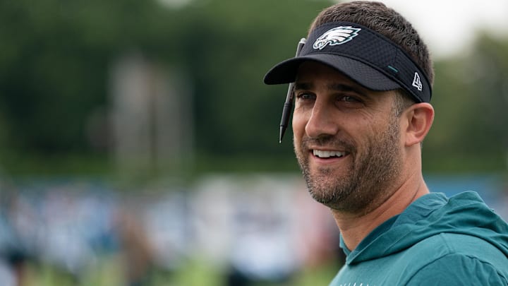 Philadelphia Eagles head coach Nick Sirianni during training camp at NovaCare Complex.