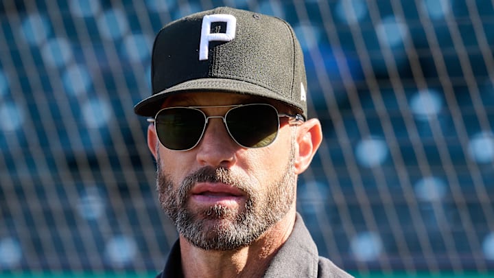 Aug 31, 2024; San Francisco, California, USA; Miami Marlins assistant general manager and former San Francisco Giants manager Gabe Kapler watches batting practice before the game between the San Francisco Giants and the Miami Marlins at Oracle Park.