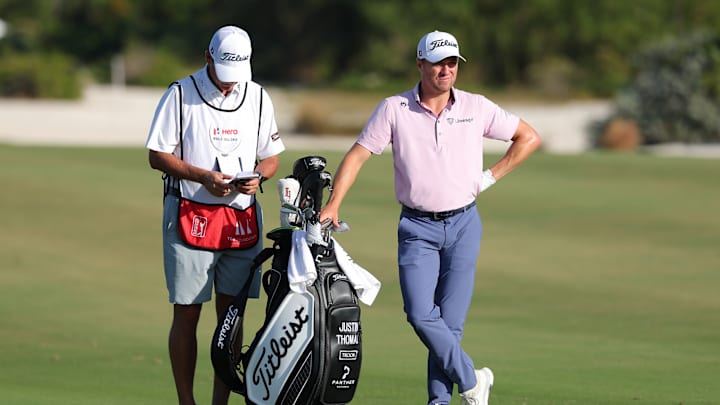 Justin Thomas waits to hit a shot during the final round of the 2024 Hero World Challenge