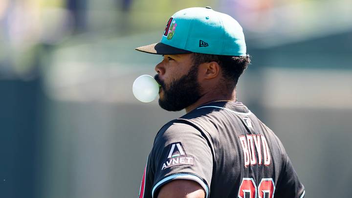 Mar 10, 2026; Phoenix, Arizona, USA; Arizona Diamondbacks catcher Jeremiah Boyd against the Los Angeles Dodgers during a spring training game at Camelback Ranch-Glendale. Mandatory Credit: Mark J. Rebilas-Imagn Images