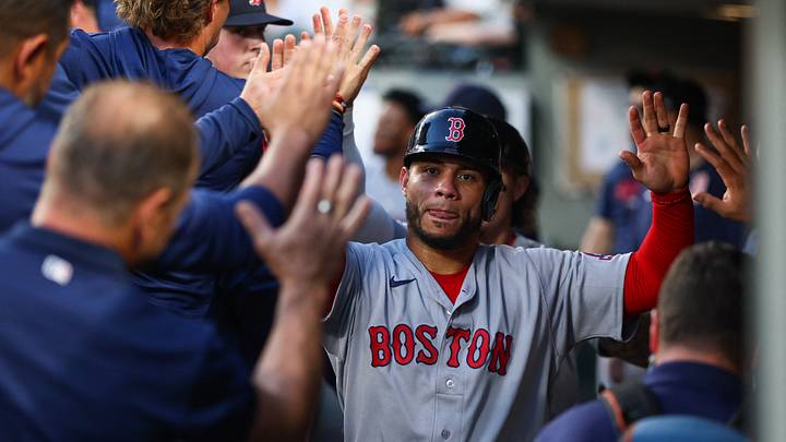 Jun 19, 2026; Seattle, Washington, USA; Boston Red Sox first baseman Willson Contreras (40) celebrates scoring in the sixth inning against the Seattle Mariners at T-Mobile Park. Mandatory Credit: Kevin Ng-Imagn Images Jun 19, 2026; Seattle, Washington, USA; Boston Red Sox first baseman Willson Contreras (40) celebrates scoring in the sixth inning against the Seattle Mariners at T-Mobile Park. Mandatory Credit: Kevin Ng-Imagn Images