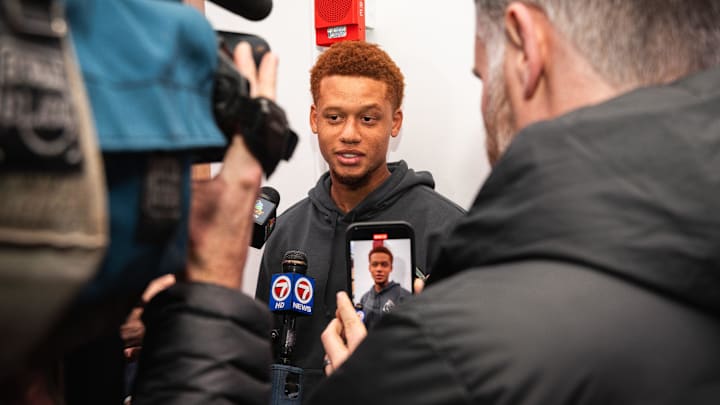 Kristian Campbell answers questions during the Red Sox Rookie Development Program media day at Fenway Park on Tuesday. Kristian Campbell answers questions during the Red Sox Rookie Development Program media day at Fenway Park on Tuesday.
