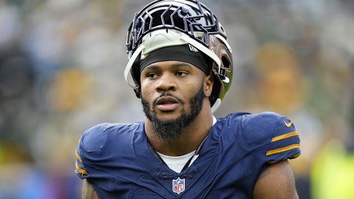 Nov 2, 2025; Green Bay, Wisconsin, USA;  Green Bay Packers defensive end Micah Parsons (1) following the game against the Carolina Panthers at Lambeau Field. Mandatory Credit: Jeff Hanisch-Imagn Images