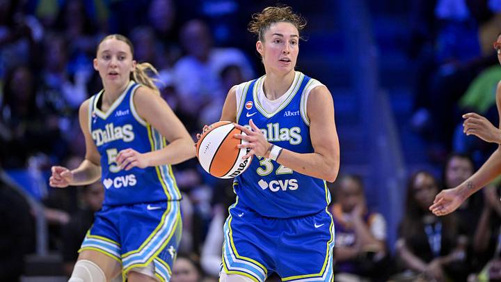 May 12, 2026; Arlington, Texas, USA; Dallas Wings forward Jessica Shepard (32) controls the ball during the game between the Wings and the Dream at College Park Center. Mandatory Credit: Jerome Miron-Imagn Images May 12, 2026; Arlington, Texas, USA; Dallas Wings forward Jessica Shepard (32) controls the ball during the game between the Wings and the Dream at College Park Center. Mandatory Credit: Jerome Miron-Imagn Images