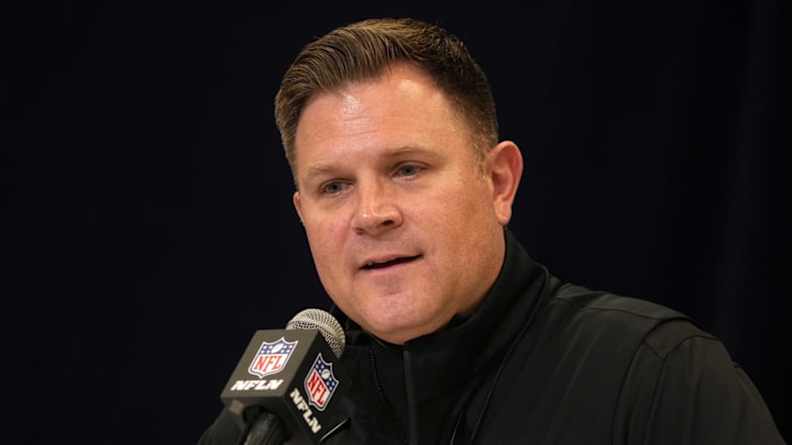 Green Bay Packers general manager Brian Gutekunst speaks during the NFL Scouting Combine at the Indiana Convention Center. 