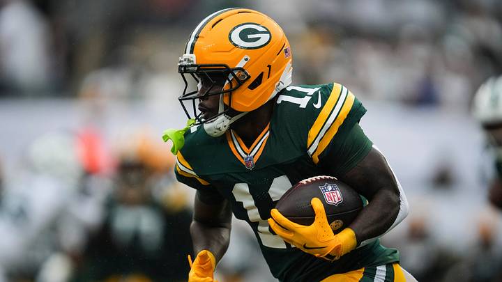 Green Bay Packers wide receiver Jayden Reed (11) runs with the ball during a game against the New York Jets at MetLife Stadium, Sep 20, 2026, East Rutherford, NJ, USA.