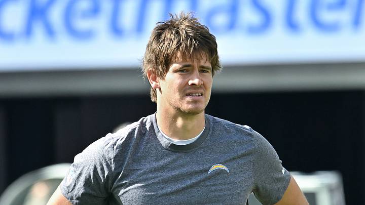 Sep 27, 2026; Orchard Park, New York, USA; Los Angeles Chargers quarterback Justin Herbert (10) warms up before a game against the Buffalo Bills at New Highmark Stadium. Mandatory Credit: Mark Konezny-Imagn Images