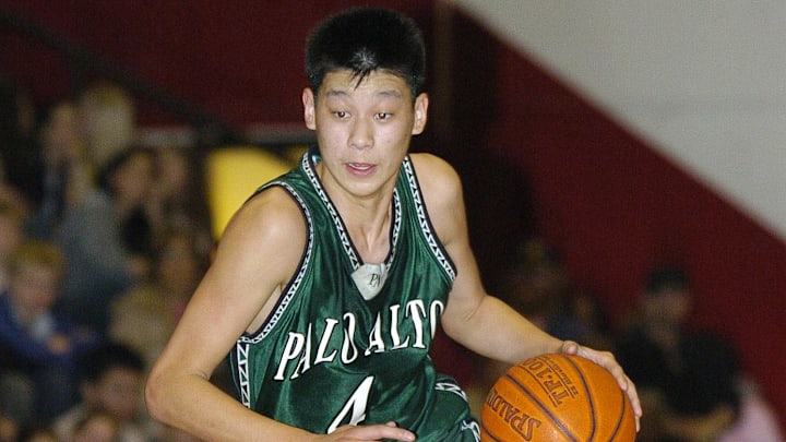 February 4, 2005; Palo Alto, CA, USA; Palo Alto Vikings guard Jeremy Lin dribbles the ball during the boys varsity game against the Gunn Titans at Gunn High School. The Vikings defeated the Titans 69-27. Mandatory Credit: Kyle Terada-Imagn Images