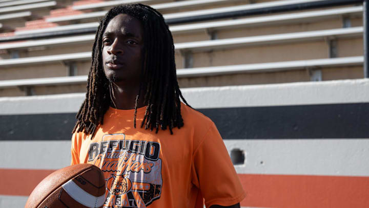 Refugio s Ernest Campbell watches team practice at the high school on Aug. 4, 2023, in Texas. Refugio s Ernest Campbell watches team practice at the high school on Aug. 4, 2023, in Texas.
