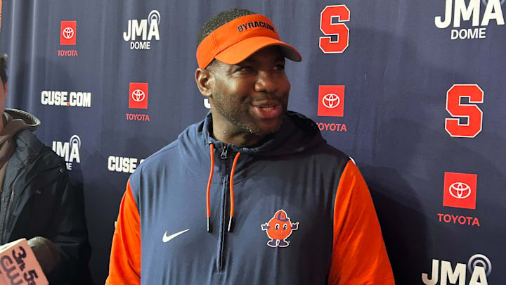 Syracuse Offensive Coordinator Jeff Nixon addresses the media following Syracuse football's second spring practice. Syracuse Offensive Coordinator Jeff Nixon addresses the media following Syracuse football's second spring practice.