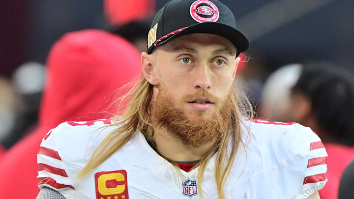San Francisco 49ers tight end George Kittle (85) looks on in the first half against the Arizona Cardinals at State Farm Stadium.