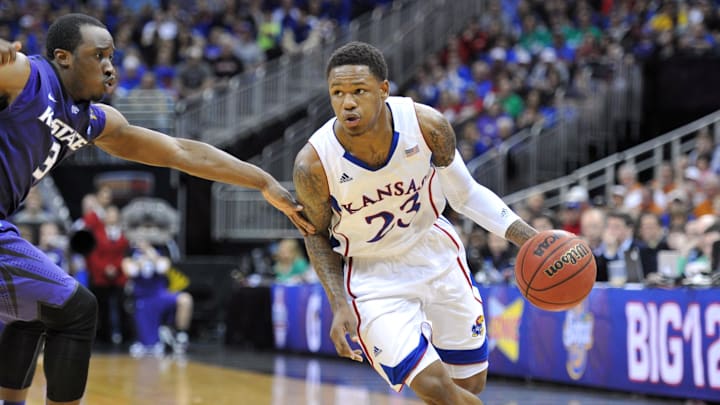 Mar 16, 2013; Kansas City, MO, USA; Kansas Jayhawks guard Ben McLemore (23) drives to the basket against the Kansas State Wildcats in the second half during the championship game of the Big 12 tournament at the Sprint Center. Kansas defeated Kansas State 70-54. Mandatory Credit: Peter G. Aiken-Imagn Images Mar 16, 2013; Kansas City, MO, USA; Kansas Jayhawks guard Ben McLemore (23) drives to the basket against the Kansas State Wildcats in the second half during the championship game of the Big 12 tournament at the Sprint Center. Kansas defeated Kansas State 70-54. Mandatory Credit: Peter G. Aiken-Imagn Images