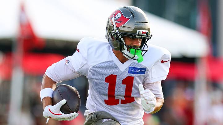 Tampa Bay Buccaneers wide receiver Jalen McMillan (11) participates in training camp at AdventHealth Training Center. Tampa Bay Buccaneers wide receiver Jalen McMillan (11) participates in training camp at AdventHealth Training Center.