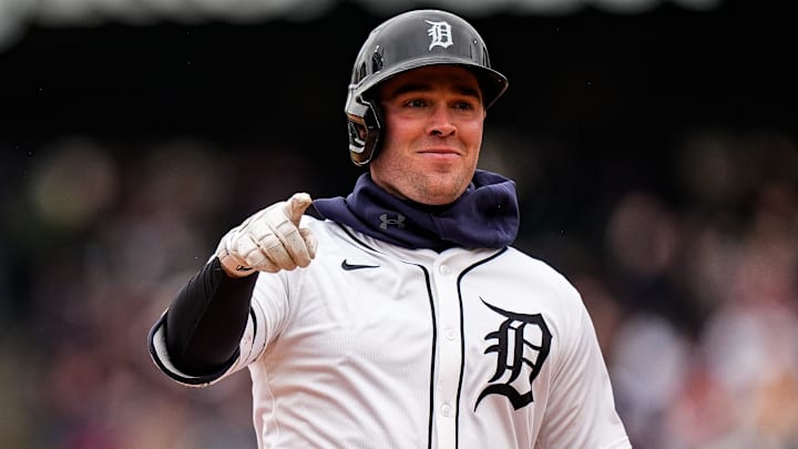 Detroit Tigers right fielder Kerry Carpenter (30) bats a 2-run home run against Chicago White Sox during the second inning at Comerica Park in Detroit on Saturday, April 5, 2025