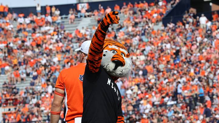 Aubie, the Auburn Tigers mascot, performs during the third quarter of the game with Vanderbilt at Jordan-Hare Stadium. Aubie, the Auburn Tigers mascot, performs during the third quarter of the game with Vanderbilt at Jordan-Hare Stadium.