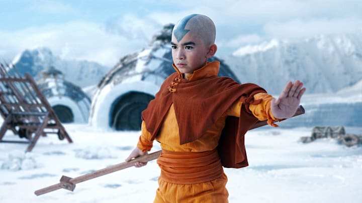 Avatar: The Last Airbender. Gordon Cormier as Aang in episode 101 of Avatar: The Last Airbender. Cr. Robert Falconer/Netflix © 2023