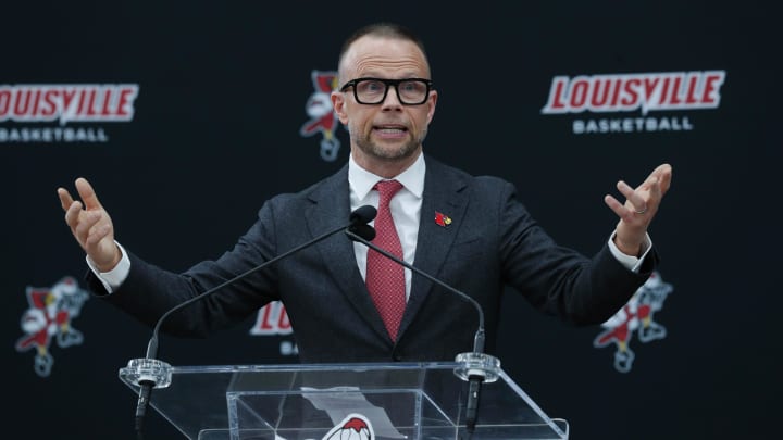 New Louisville basketball head coach Pat Kelsey made remarks during his announcement at the Planet
