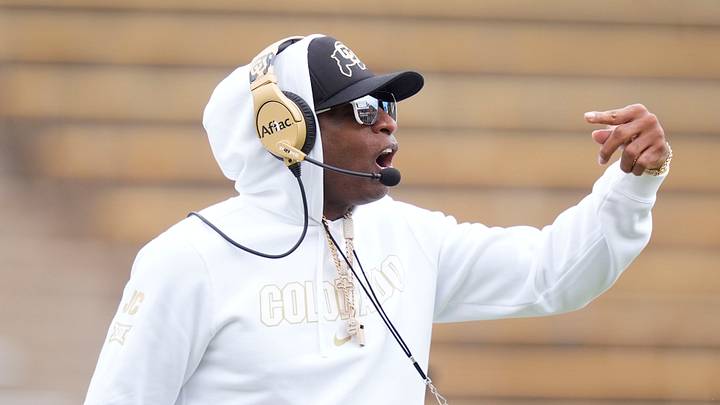 Apr 11, 2026; Boulder, CO, USA; Colorado Buffaloes head coach Deion Sanders during the spring game at Folsom Field. Mandatory Credit: Ron Chenoy-Imagn Images Apr 11, 2026; Boulder, CO, USA; Colorado Buffaloes head coach Deion Sanders during the spring game at Folsom Field. Mandatory Credit: Ron Chenoy-Imagn Images