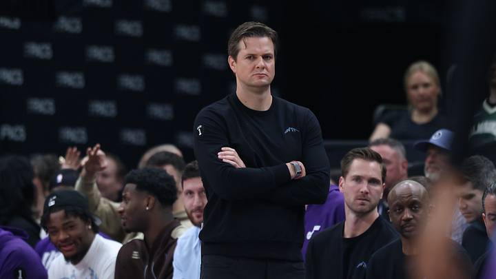 Mar 19, 2026; Salt Lake City, Utah, USA; Utah Jazz head coach Will Hardy watches play against the Milwaukee Bucks during the first half at Delta Center. Mandatory Credit: Rob Gray-Imagn Images Mar 19, 2026; Salt Lake City, Utah, USA; Utah Jazz head coach Will Hardy watches play against the Milwaukee Bucks during the first half at Delta Center. Mandatory Credit: Rob Gray-Imagn Images