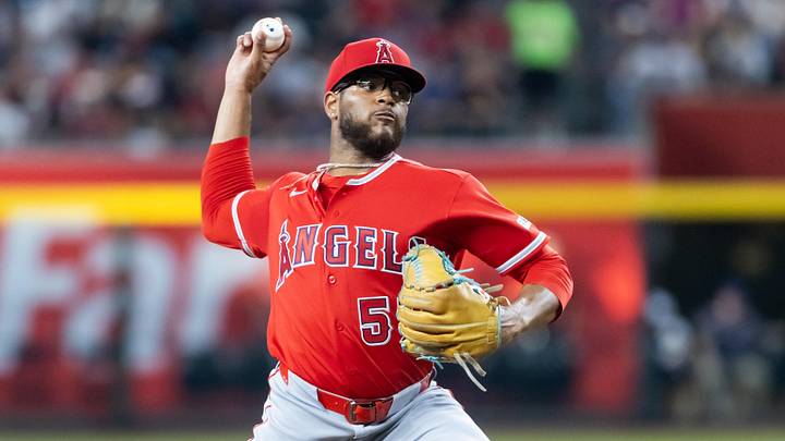 Jun 15, 2026; Phoenix, Arizona, USA; Los Angeles Angels pitcher Walbert Urena in the first inning against the Arizona Diamondbacks at Chase Field. Mandatory Credit: Mark J. Rebilas-Imagn Images Jun 15, 2026; Phoenix, Arizona, USA; Los Angeles Angels pitcher Walbert Urena in the first inning against the Arizona Diamondbacks at Chase Field. Mandatory Credit: Mark J. Rebilas-Imagn Images