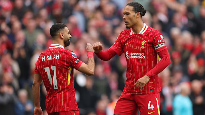 Mohamed Salah (left) and Virgil van Dijk are both out of contract this summer