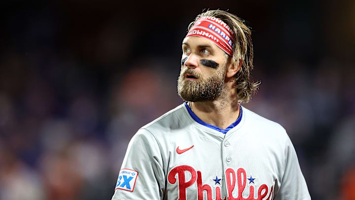 Phillies' superstar Bryce Harper was hit in the upper arm area during Wednesday's spring training game against the Blue Jays, exiting in the sixth inning