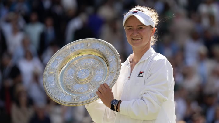 Barbora Krejcikova represented FILA at Wimbledon. Barbora Krejcikova represented FILA at Wimbledon.