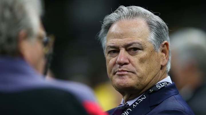 Nov 20, 2022; New Orleans, Louisiana, USA; New Orleans Saints general manager and executive vice president Mickey Loomis before the game against the Los Angeles Rams at the Caesars Superdome. Mandatory Credit: Chuck Cook-Imagn Images Nov 20, 2022; New Orleans, Louisiana, USA; New Orleans Saints general manager and executive vice president Mickey Loomis before the game against the Los Angeles Rams at the Caesars Superdome. Mandatory Credit: Chuck Cook-Imagn Images