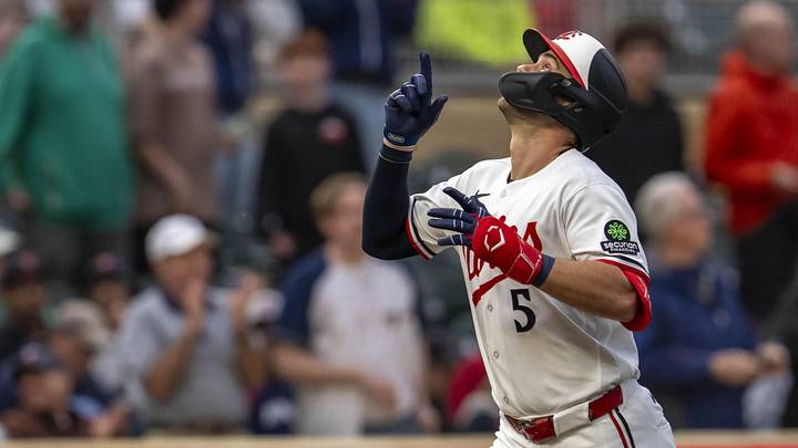 Apr 13, 2026; Minneapolis, Minnesota, USA; Minnesota Twins third baseman Ryan Kreidler (5) celebrates hitting a solo home run against the Boston Red Sox in the second inning at Target Field. Mandatory Credit: Jesse Johnson-Imagn Images Apr 13, 2026; Minneapolis, Minnesota, USA; Minnesota Twins third baseman Ryan Kreidler (5) celebrates hitting a solo home run against the Boston Red Sox in the second inning at Target Field. Mandatory Credit: Jesse Johnson-Imagn Images
