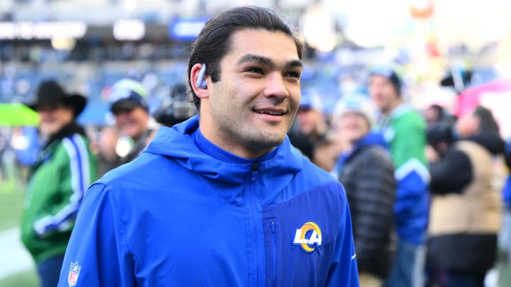 Los Angeles Rams wide receiver Puka Nacua (12) looks on before the 2026 NFC Championship Game against the Seattle Seahawks at Lumen Field. Mandatory Credit: Steven Bisig-Imagn Images
