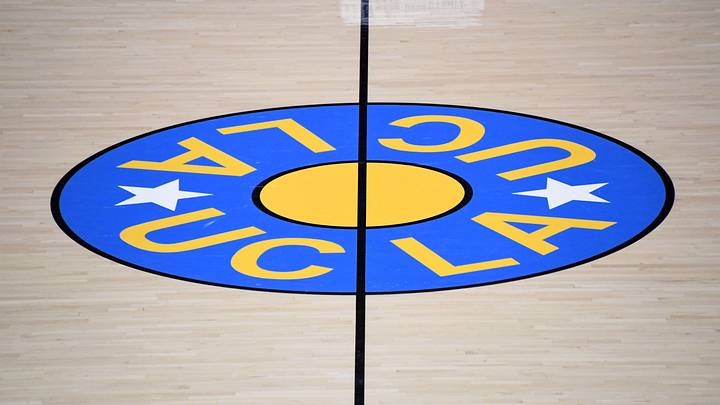 Nov 6, 2019; Los Angeles, CA, USA; Detailed view of the the UCLA Bruins logo at center court at Pauley Pavilion. Mandatory Credit: Kirby Lee-USA TODAY Sports Nov 6, 2019; Los Angeles, CA, USA; Detailed view of the the UCLA Bruins logo at center court at Pauley Pavilion. Mandatory Credit: Kirby Lee-USA TODAY Sports