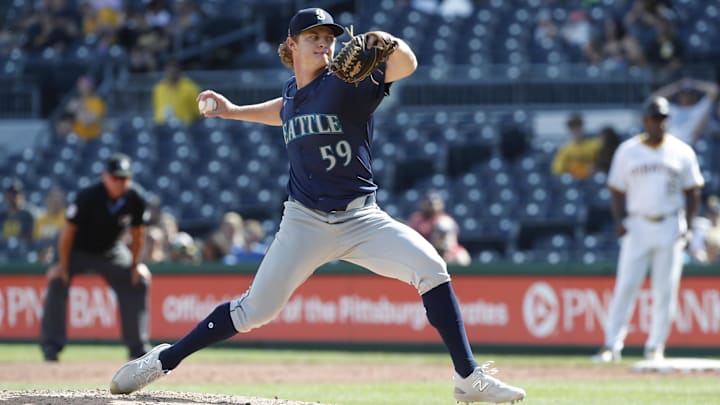 Seattle Mariners reliever Troy Taylor throws during a game against the Pittsburgh Pirates on Aug. 18 at PNC Park.