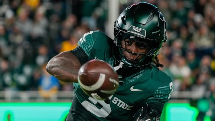 Oct 25, 2025; East Lansing, Michigan, USA; Michigan State Spartans defensive back Aydan West (2) warms up prior at a game against the Michigan Wolverines at Spartan Stadium. Mandatory Credit: Brendan Mullin-Imagn Images