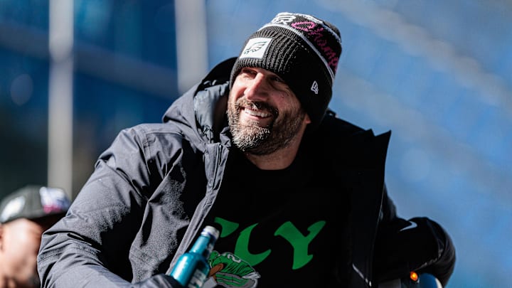 Feb 14, 2025; Philadelphia, PA, USA; Philadelphia Eagles head coach Nick Sirianni celebrates during the Super Bowl LIX championship parade and rally. Mandatory Credit: Caean Couto-Imagn Images Feb 14, 2025; Philadelphia, PA, USA; Philadelphia Eagles head coach Nick Sirianni celebrates during the Super Bowl LIX championship parade and rally. Mandatory Credit: Caean Couto-Imagn Images