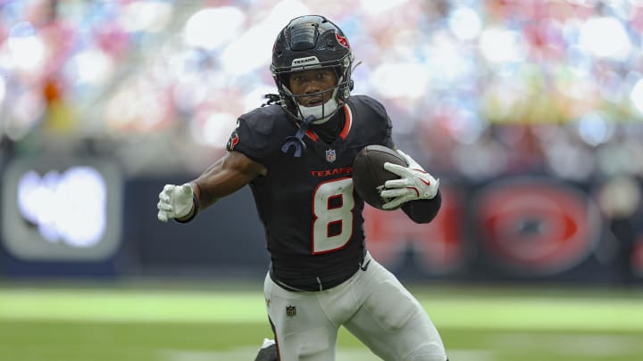 Houston Texans wide receiver John Metchie III has been linked as a trade candidate for the Atlanta Falcons. Houston Texans wide receiver John Metchie III has been linked as a trade candidate for the Atlanta Falcons.