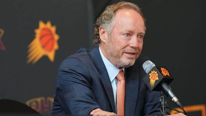 May 17, 2024; Phoenix, AZ, USA; Mike Budenholzer speaks during a press conference to announce his