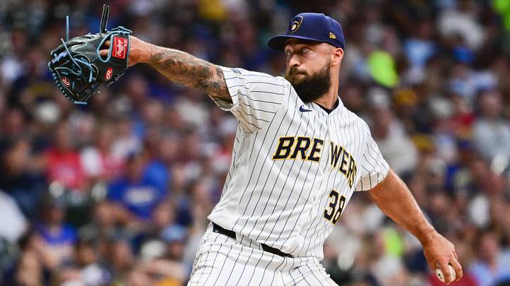 Jun 13, 2026; Milwaukee, Wisconsin, USA; Milwaukee Brewers pitcher Drew Rom (38) throws a pitch in the seventh inning against the Philadelphia Phillies at American Family Field. Mandatory Credit: Benny Sieu-Imagn Images Jun 13, 2026; Milwaukee, Wisconsin, USA; Milwaukee Brewers pitcher Drew Rom (38) throws a pitch in the seventh inning against the Philadelphia Phillies at American Family Field. Mandatory Credit: Benny Sieu-Imagn Images