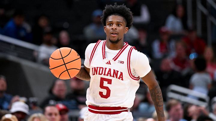 Oct 18, 2026; Indianapolis, IN, USA; Indiana Hoosiers guard Markus Burton (5) dribbles the ball against the North Carolina Tar Heels during the second half at Gainbridge Fieldhouse. Mandatory Credit: Robert Goddin-Imagn Images Oct 18, 2026; Indianapolis, IN, USA; Indiana Hoosiers guard Markus Burton (5) dribbles the ball against the North Carolina Tar Heels during the second half at Gainbridge Fieldhouse. Mandatory Credit: Robert Goddin-Imagn Images