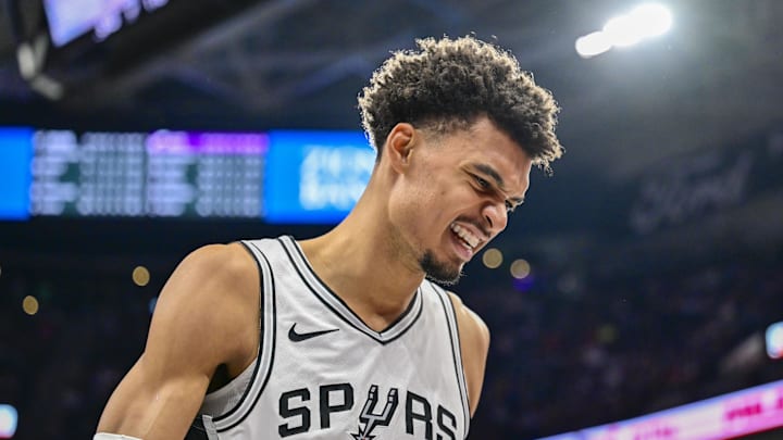 Nov 26, 2024; Salt Lake City, Utah, USA; San Antonio Spurs forward/center Victor Wembanyama (1) during the second half at Delta Center. Nov 26, 2024; Salt Lake City, Utah, USA; San Antonio Spurs forward/center Victor Wembanyama (1) during the second half at Delta Center.