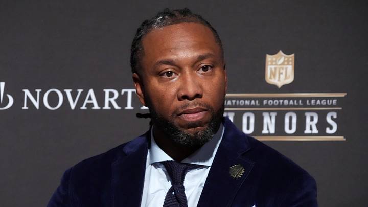Feb 5, 2026; San Franciso, CA, USA; Larry Fitzgerald during a press conference introducing the NFL Hall of Fame Class of 2026 at Palace of Fine Arts. Mandatory Credit: Kirby Lee-Imagn Images Feb 5, 2026; San Franciso, CA, USA; Larry Fitzgerald during a press conference introducing the NFL Hall of Fame Class of 2026 at Palace of Fine Arts. Mandatory Credit: Kirby Lee-Imagn Images
